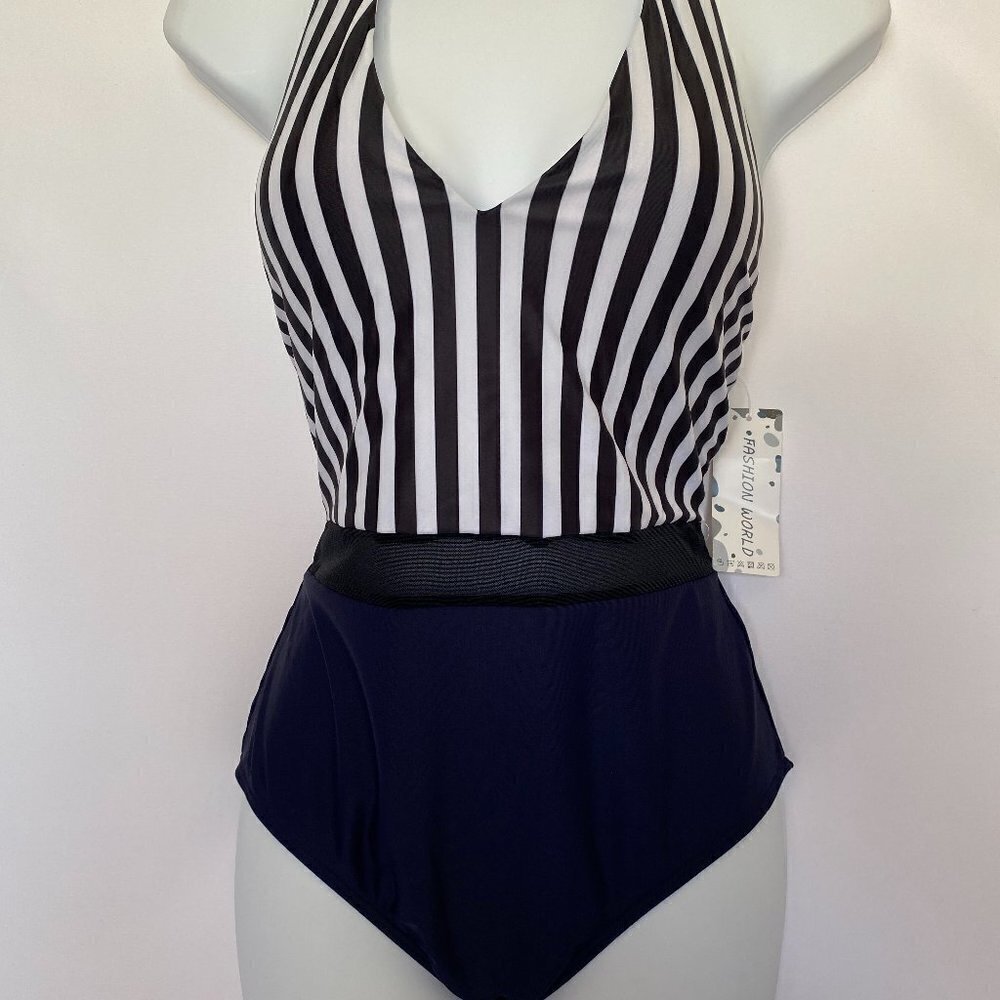 Fashion World Blue & White Swimsuit